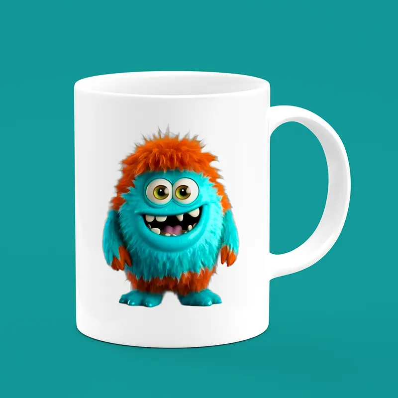 ماگ سفید با طرح کارتونی هیولای آبی بامزه(مانستر)